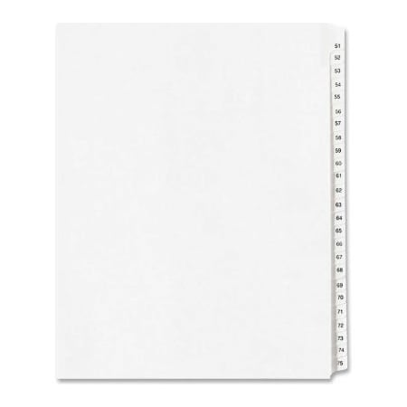 Avery Side Tab Collated Legal Index Divider, 51 To 75, 8.5x11, 25 Tabs, White/White